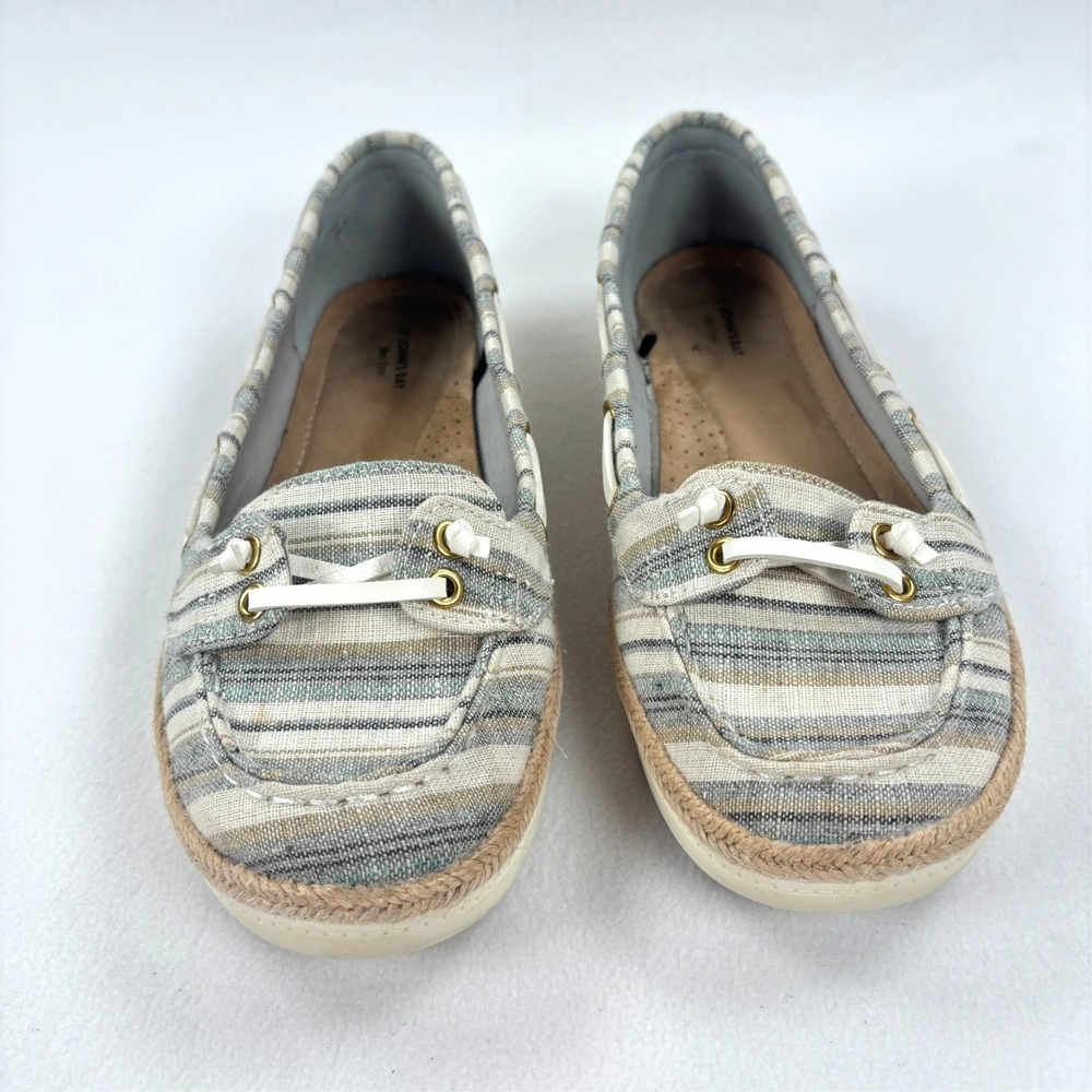 St. John's Bay loafers Fisherman Women 8.5 Blue Striped Canvas Nautical Preppy - Picture 7 of 9